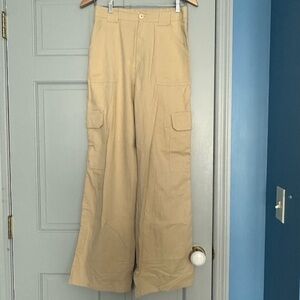 Papermoon Light Tan Cotton Cargo Pants